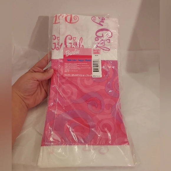 Y2K Vintage 2000 Mattel Barbie Party Express Table Cover 54 X 84.25 inches - Picture 1 of 6